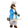 Cute Blue Suit Bunny Mascot Costume