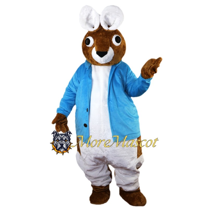 Cute Blue Suit Bunny Mascot Costume