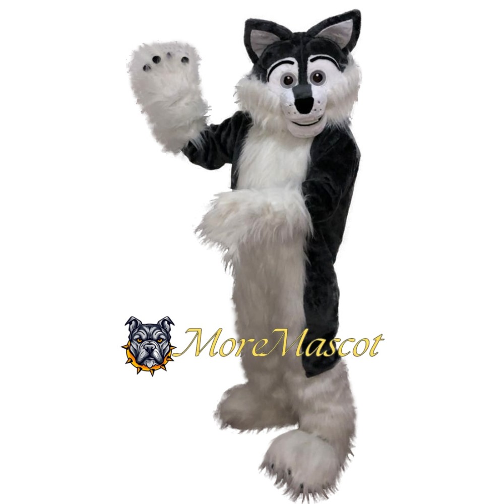 Black & White Husky Mascot Costume