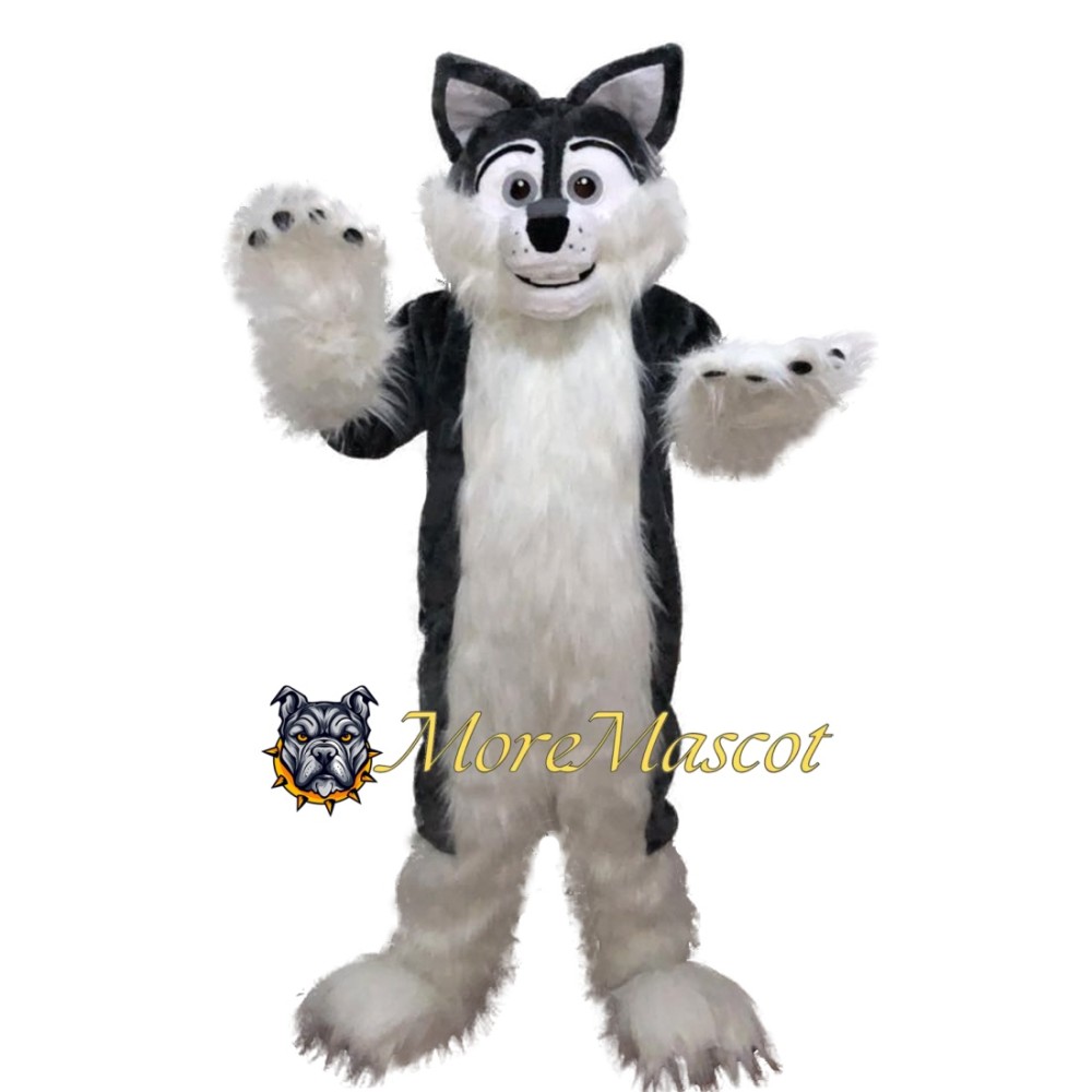 Black & White Husky Mascot Costume