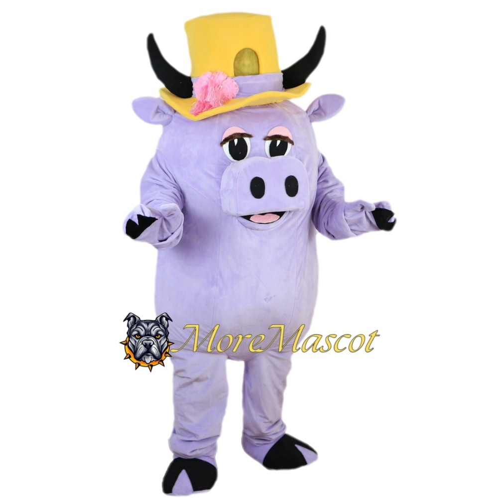 Purple Cow Mascot Costume