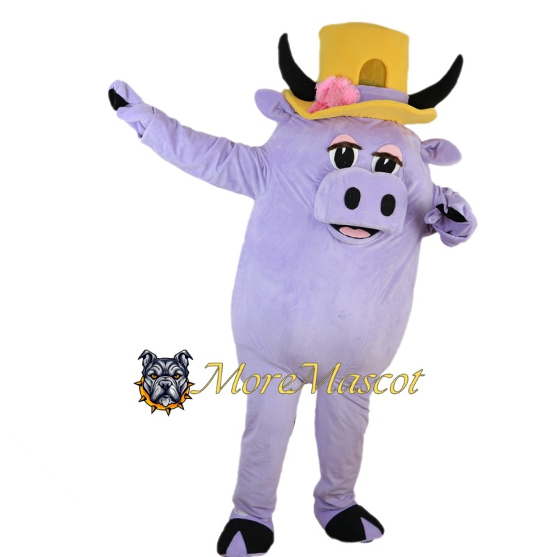 Purple Cow Mascot Costume