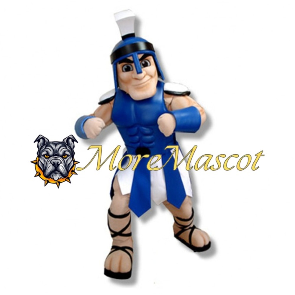 Muscular Blue Warrior Mascot Costume