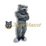 Muscular Grey Bear Mascot Costume