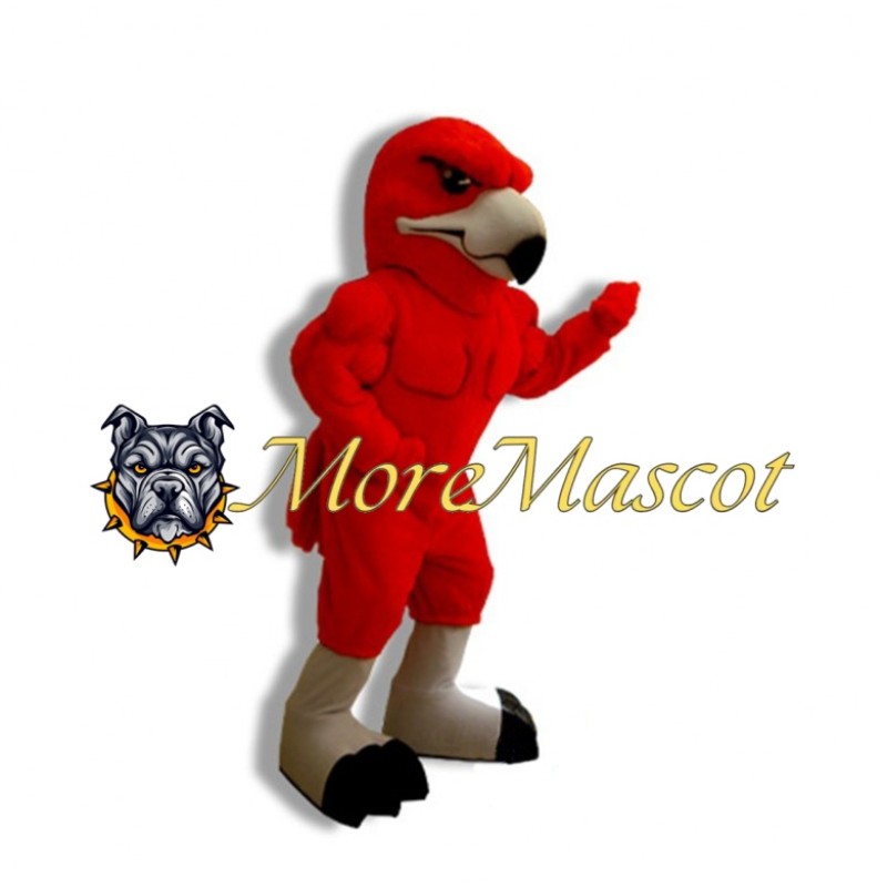 Muscular Red Eagle Mascot Costume