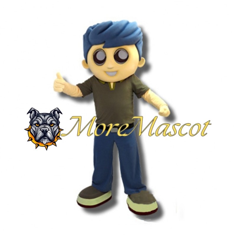 Blue Hair Man Mascot Costume