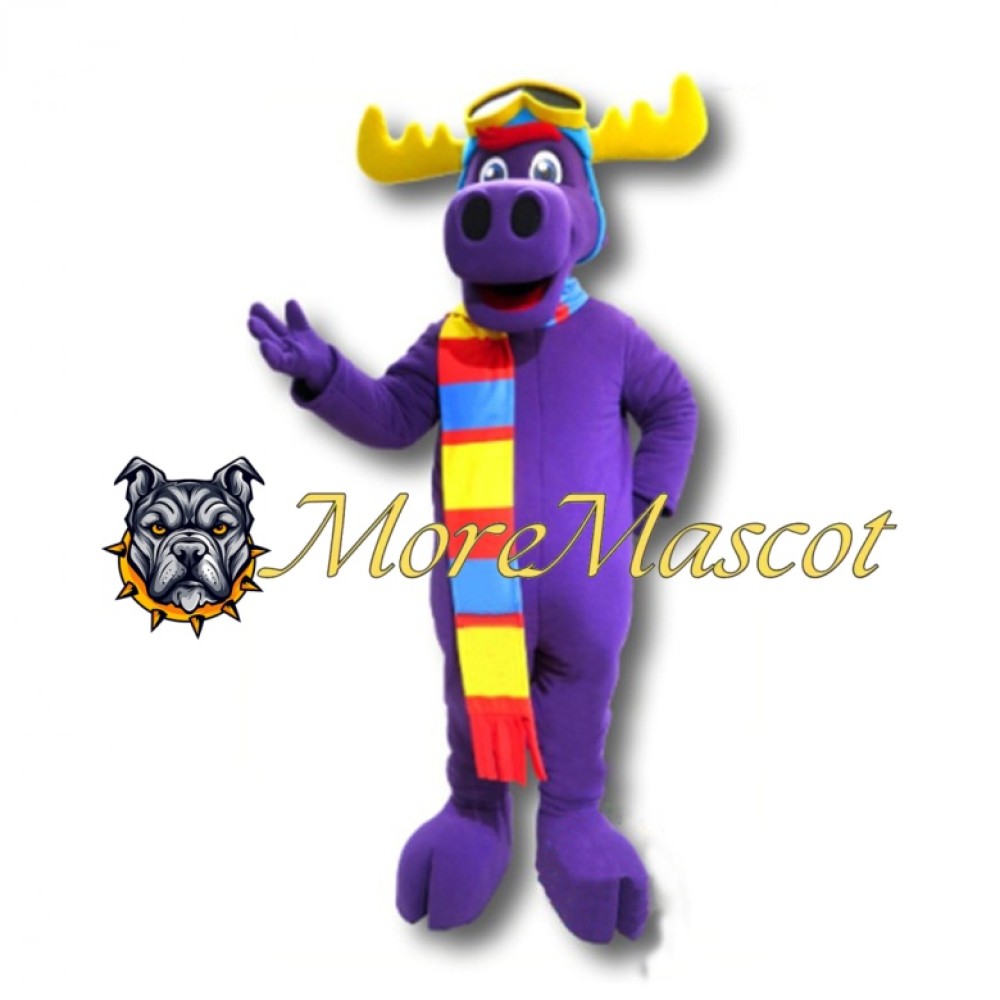 Purple Moose Mascot Costume