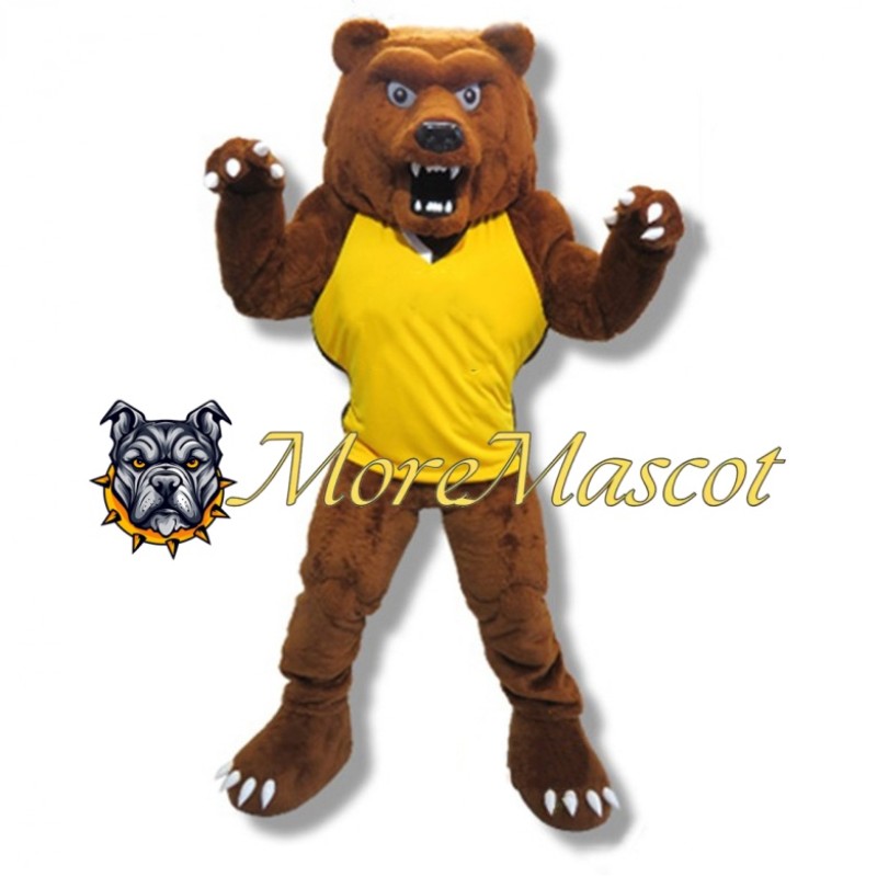 Muscular Brown Bear Mascot Costume