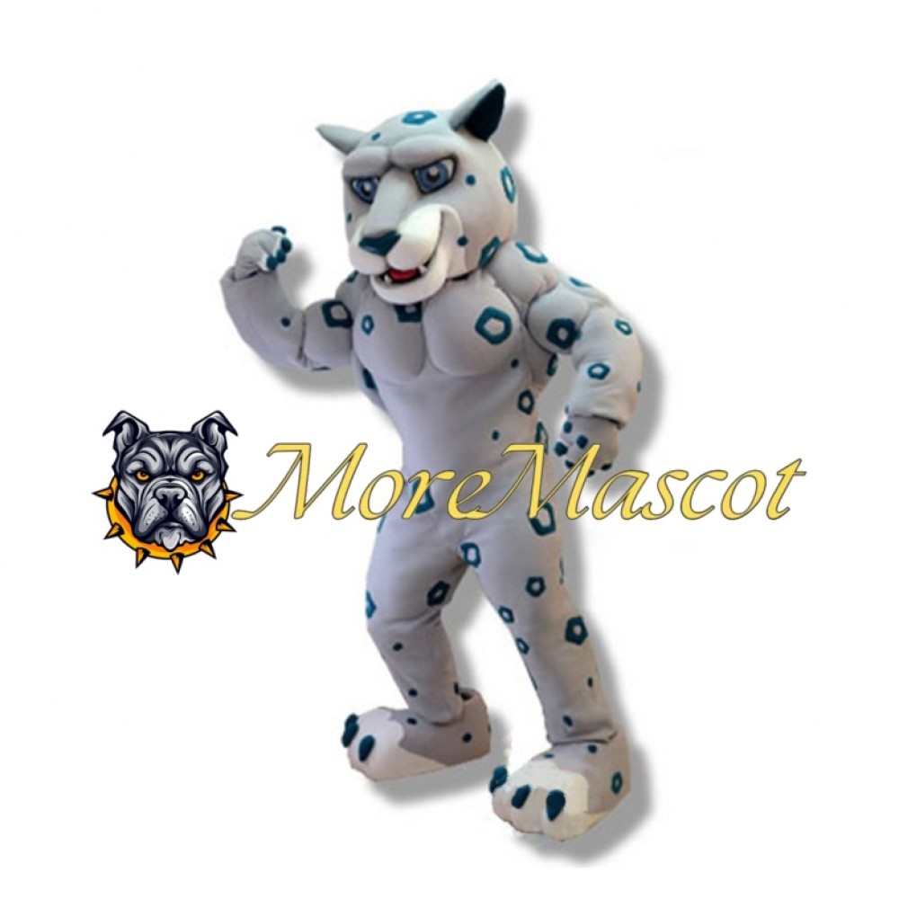 Gray Leopard Mascot Costume