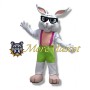 Glasses White Rabbit Mascot Costume