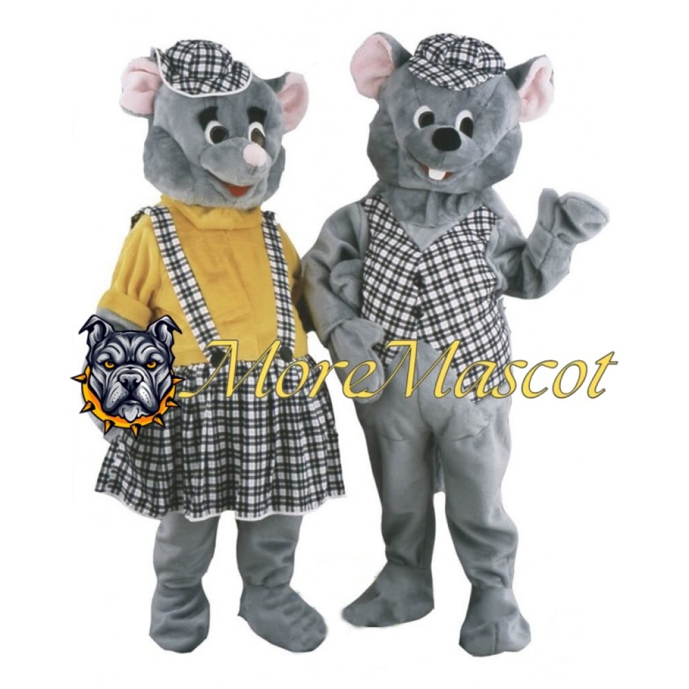 Checkered Mouse Couple Mascot Costume