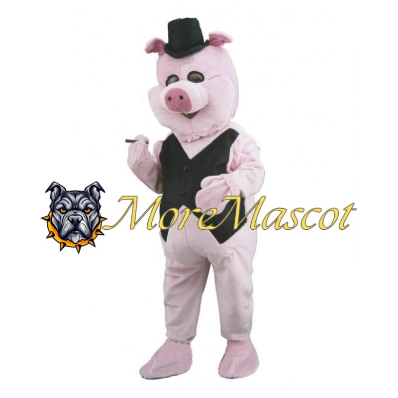 Gentleman Pink Pig Mascot Costume
