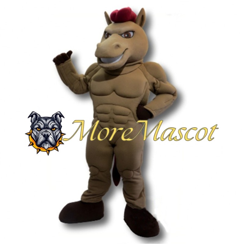 Muscle Brown Horse Mascot Costume