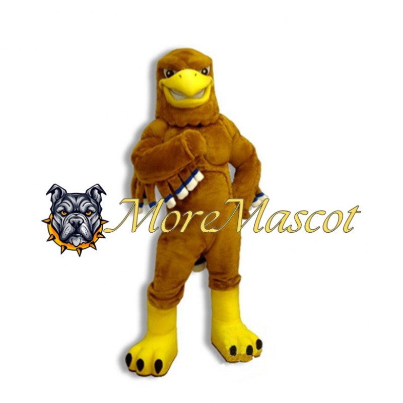 Brown Muscle Falcon Mascot Costume