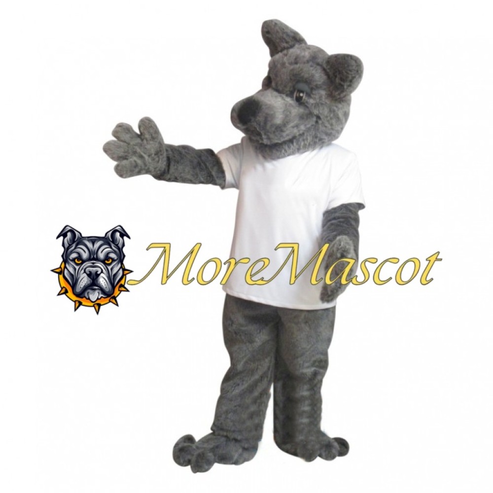 Plush Grey Dog Mascot Costume