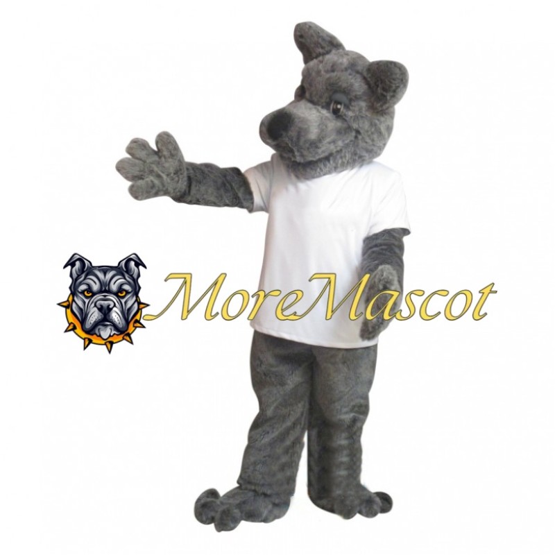 Plush Grey Dog Mascot Costume