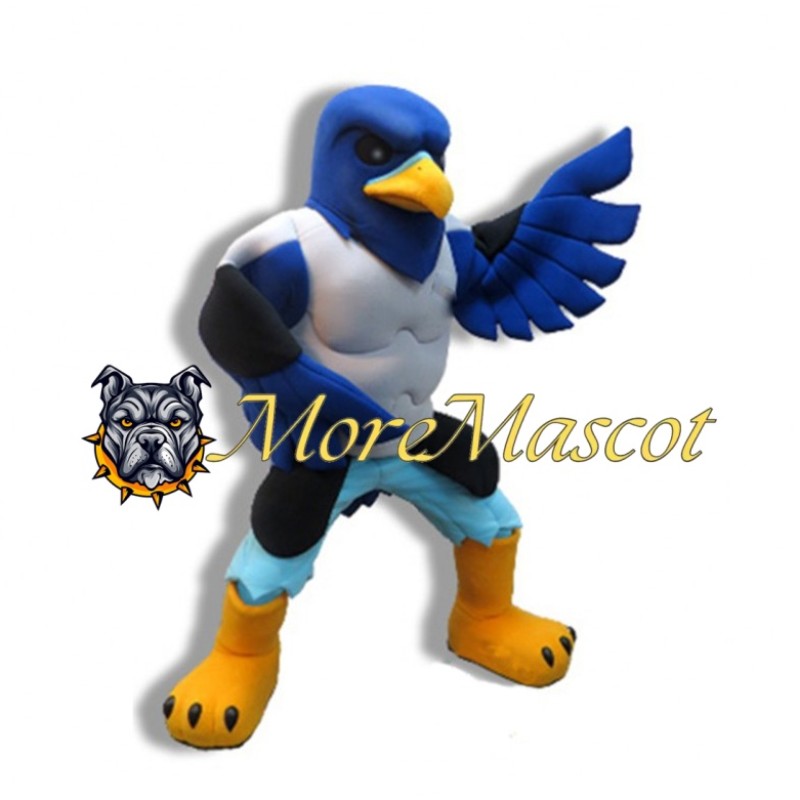 Grey Blue Falcon Mascot Costume