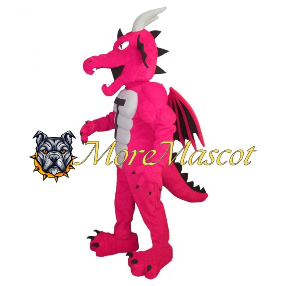 Pink Muscle Dragon Mascot Costume