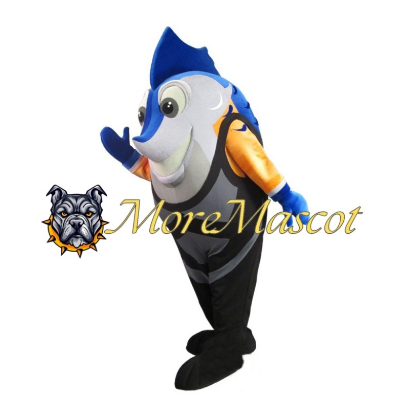 Blue & Gray Fish Mascot Costume