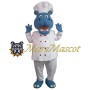 Blue Chef Hippopotamus Mascot Costume