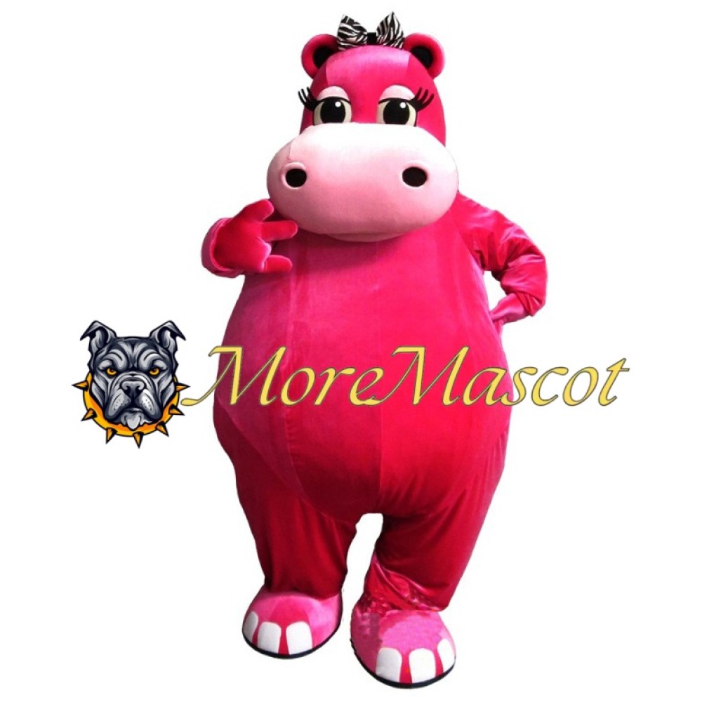 Pink Female Hippopotamus Mascot Costume