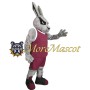 Muscle Grey Rabbit Mascot Costume