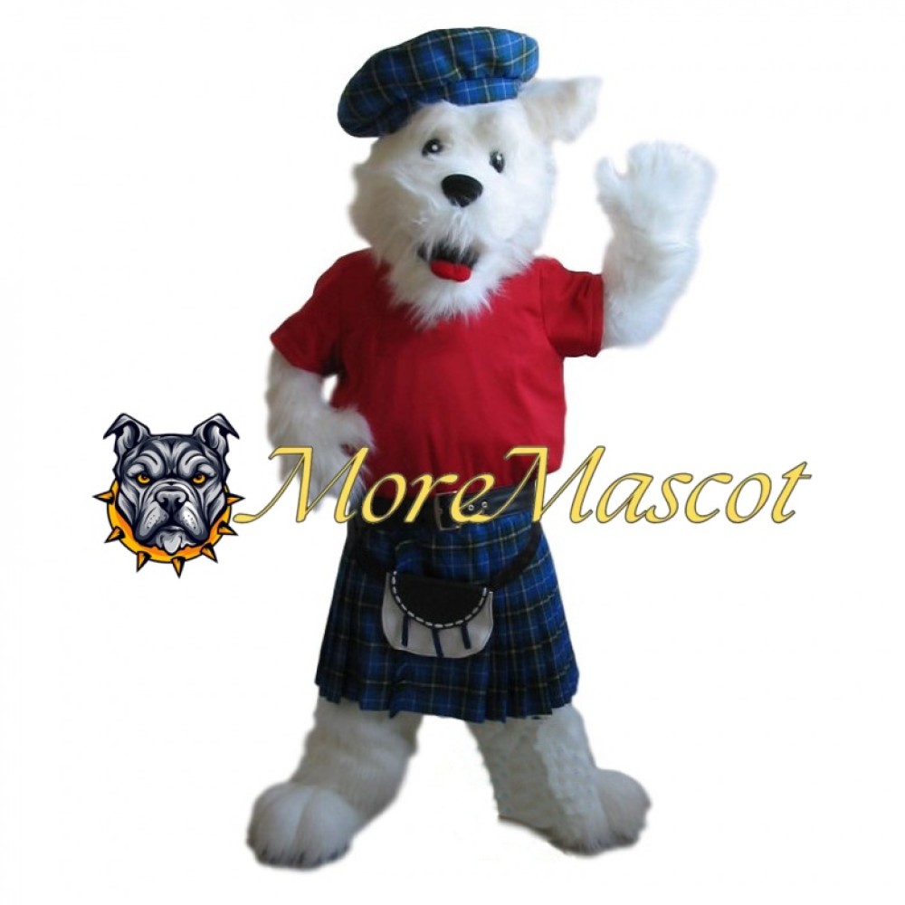 Waiter White Dog Mascot Costume