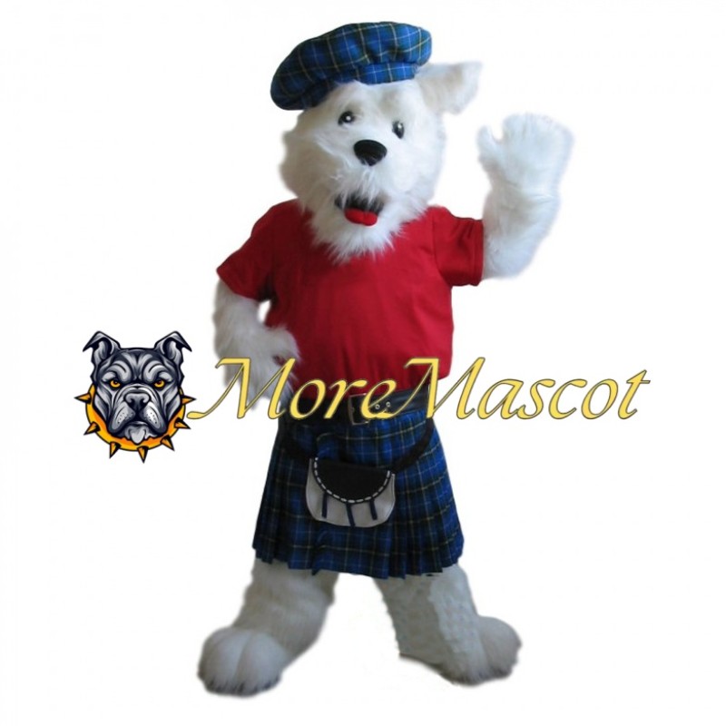 Waiter White Dog Mascot Costume