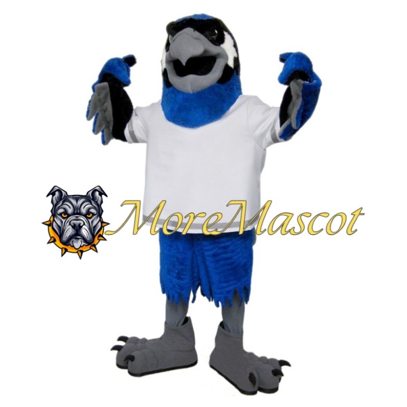 Grey and Blue Falcon Mascot Costume