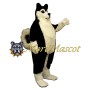 Plush Black & White Dog Mascot Costume