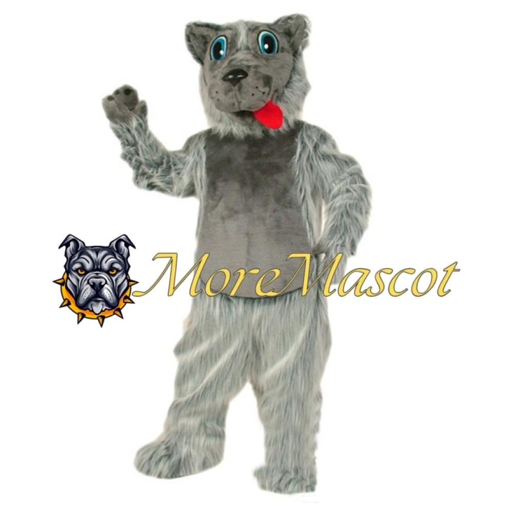 Plush Gray Dog Mascot Costume