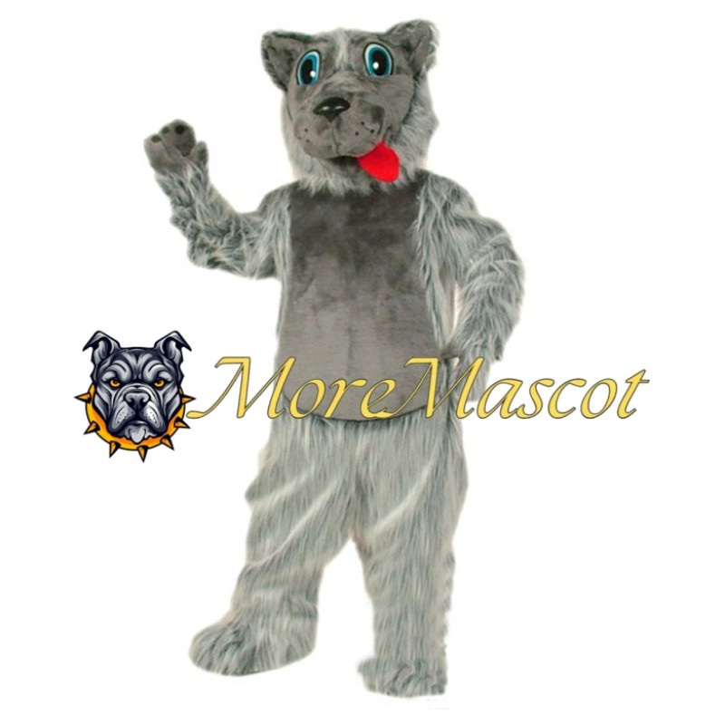 Plush Gray Dog Mascot Costume