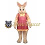 Pink Dress Bunny Mascot Costume