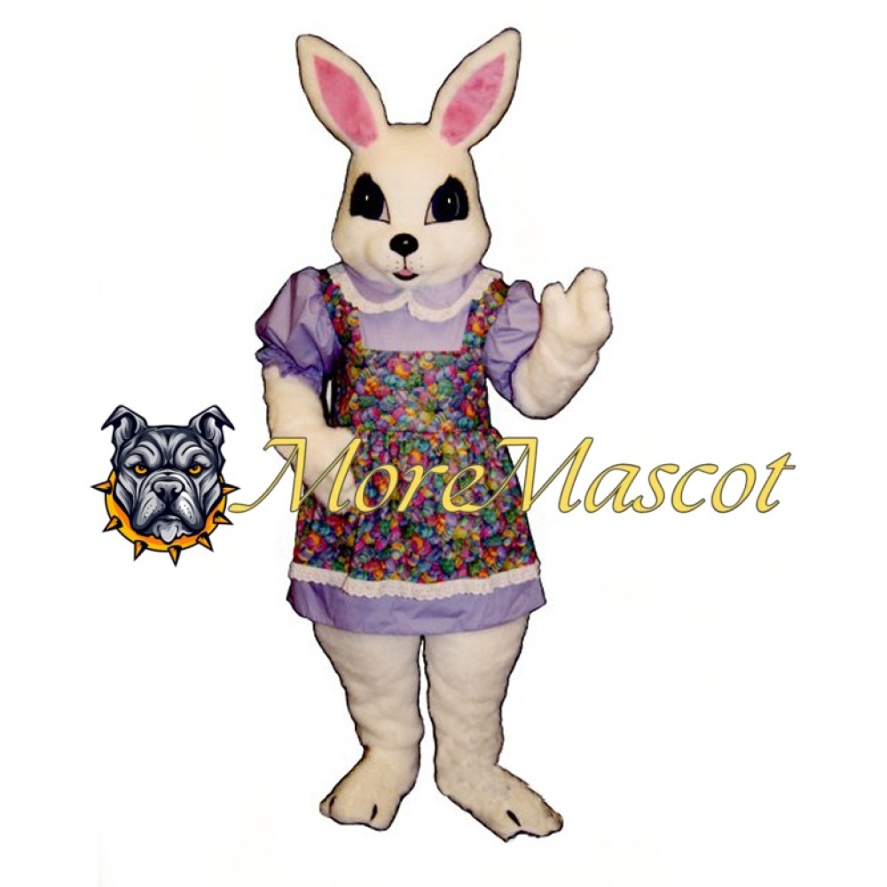 Purple Dress Bunny Mascot Costume