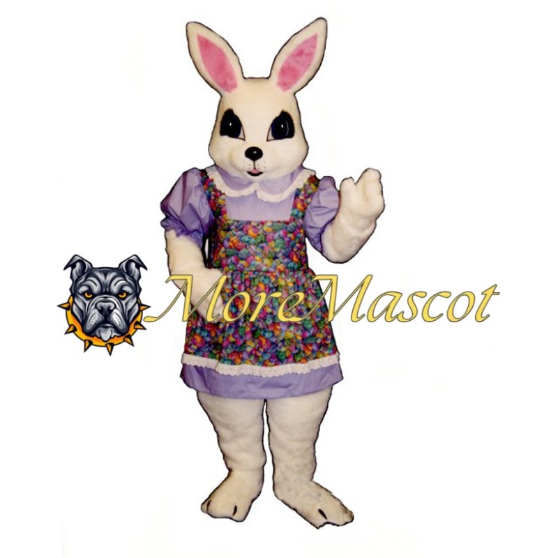 Purple Dress Bunny Mascot Costume