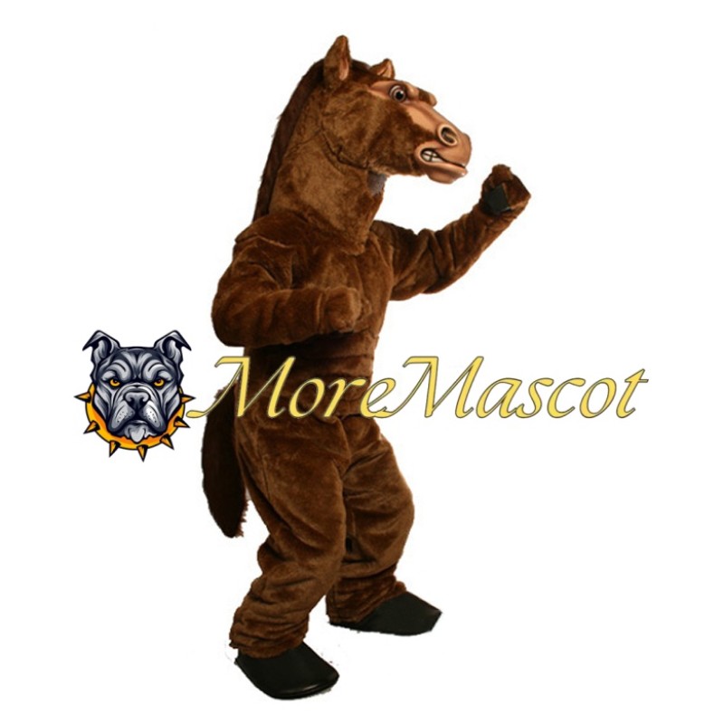 Muscular Brown Horse Mascot Costume