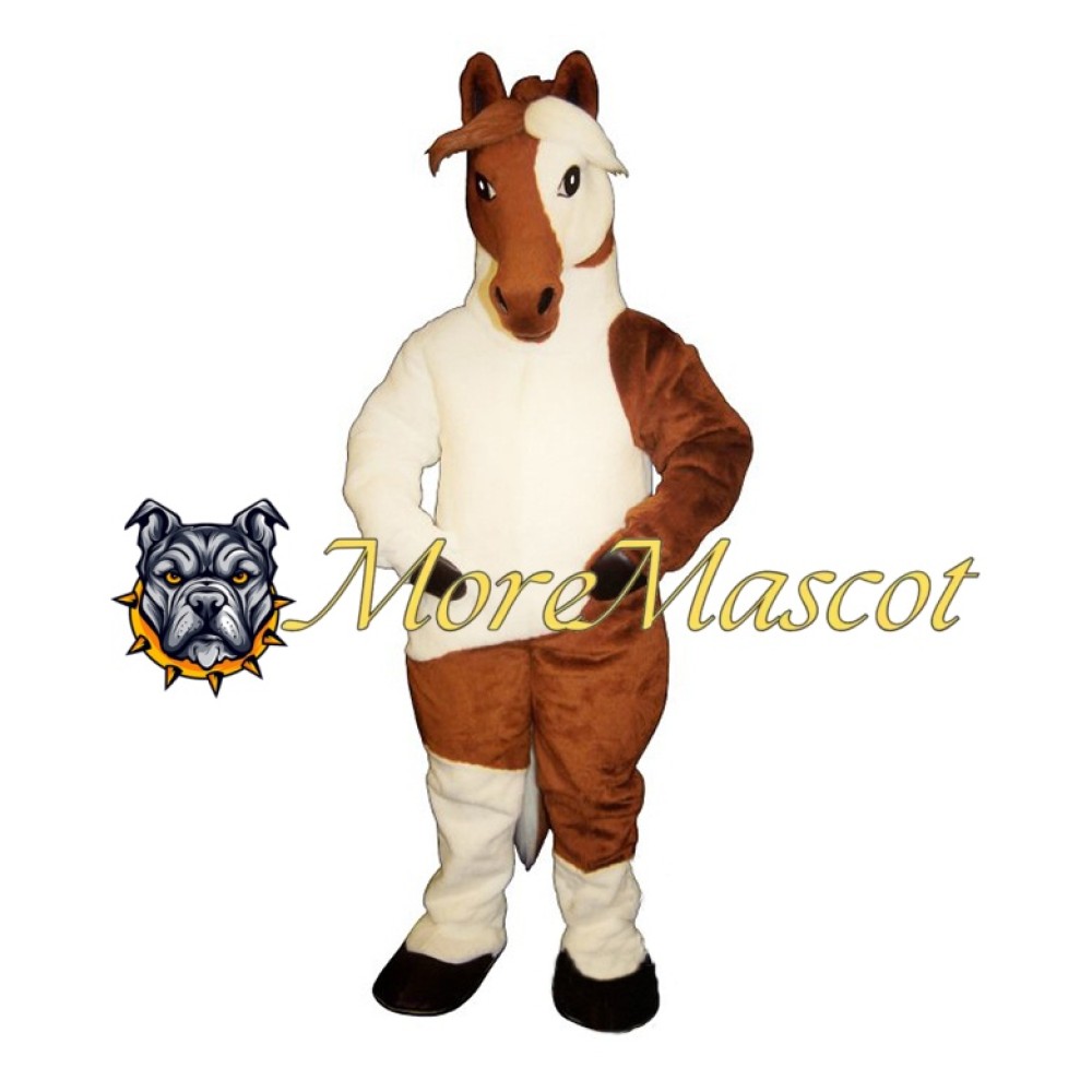 White & Brown Horse Mascot Costume