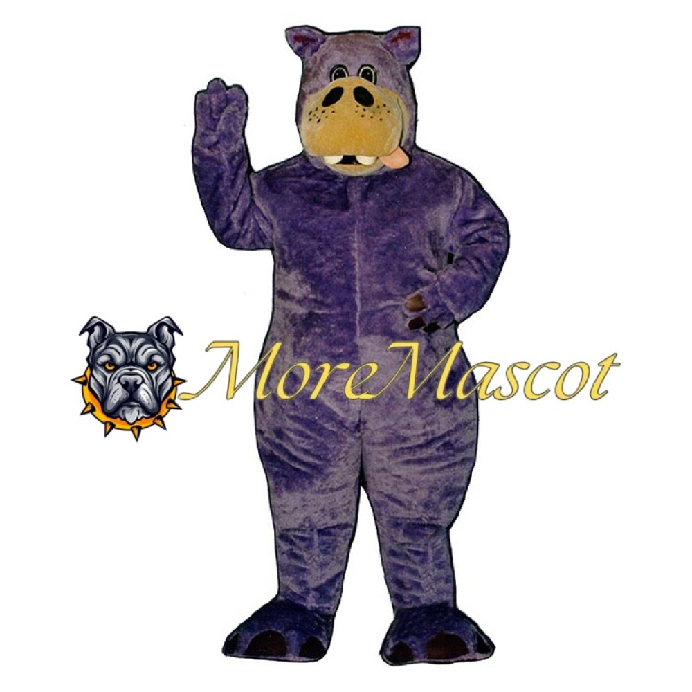 Purple Hippo Mascot Costume