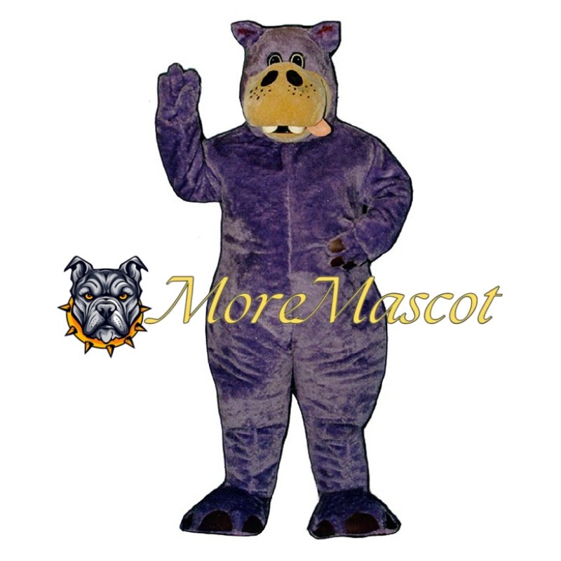 Purple Hippo Mascot Costume