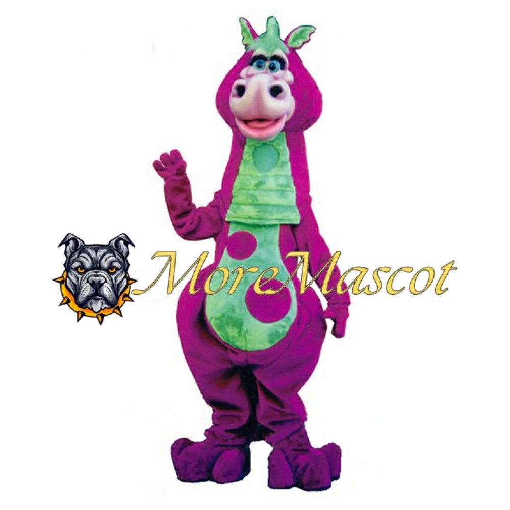Purple & Green Dinosaur Mascot Costume
