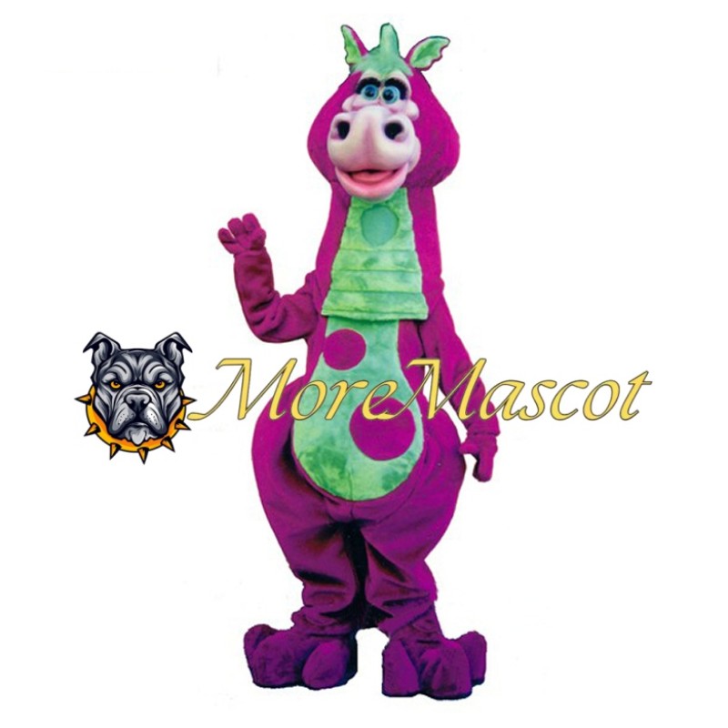 Purple & Green Dinosaur Mascot Costume