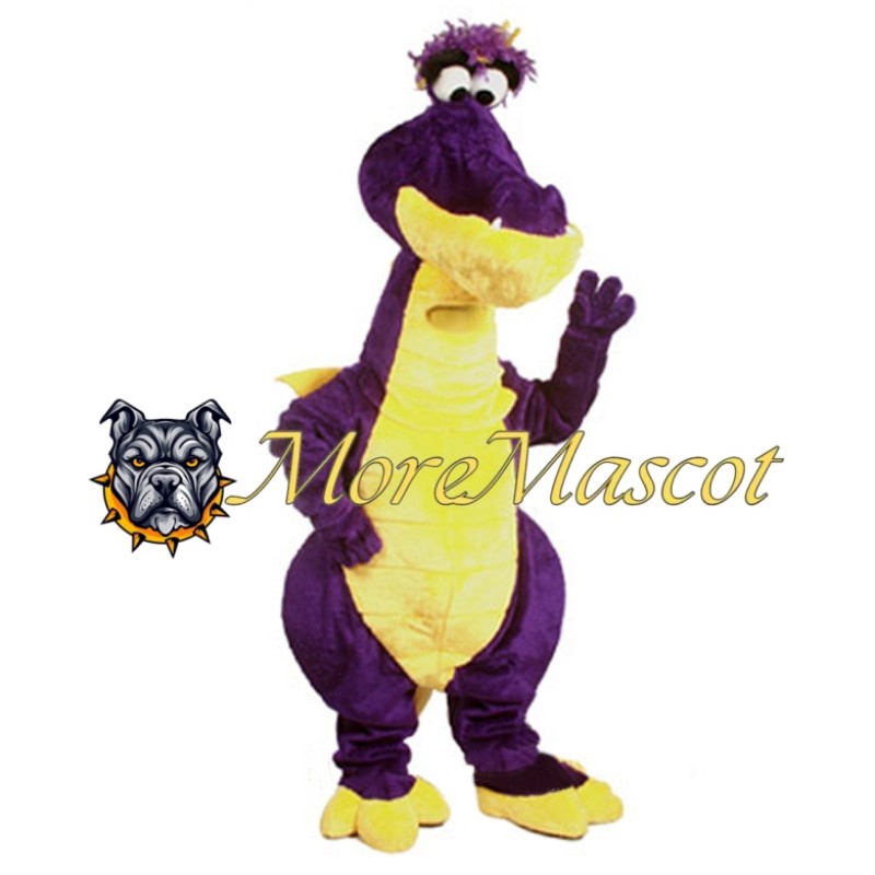 Yellow & Purple Dinosaur Mascot Costume
