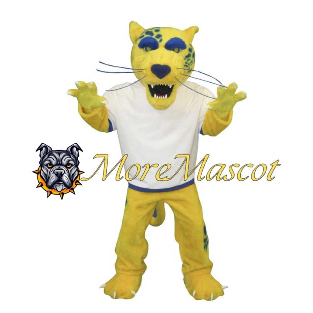 Superb Yellow Leopard Mascot Costume