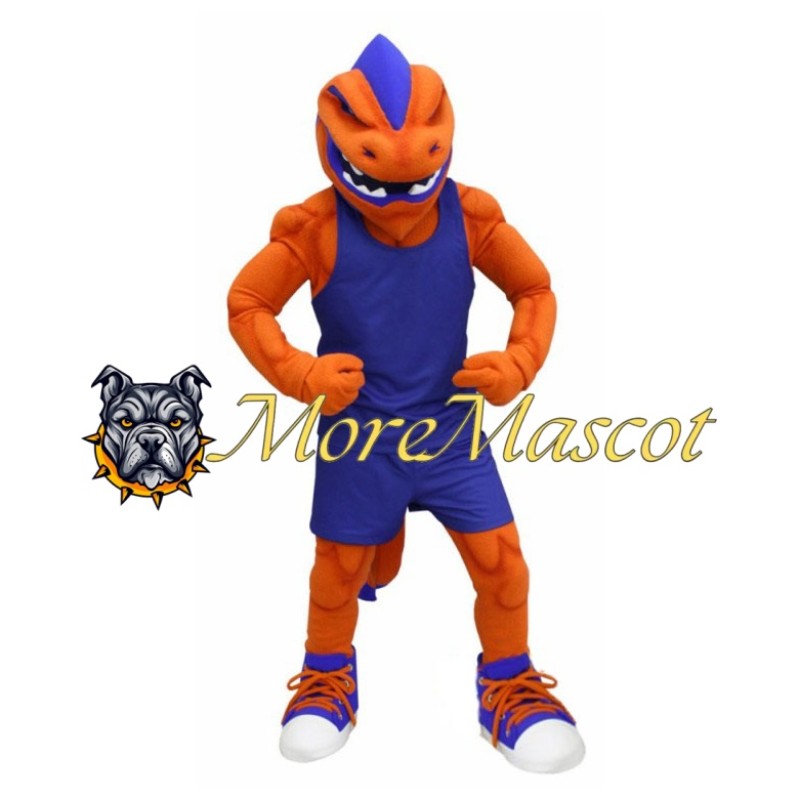 Muscle Orange Dragon Mascot Costume