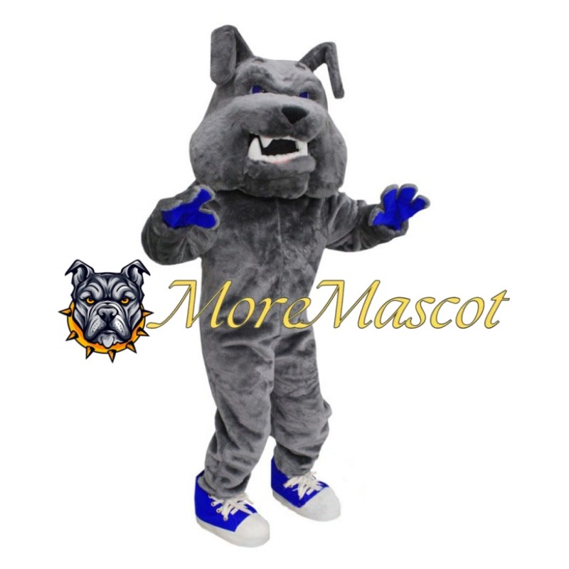 School Grey Bulldog Mascot Costume