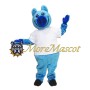 Happy Blue Pig Mascot Costume