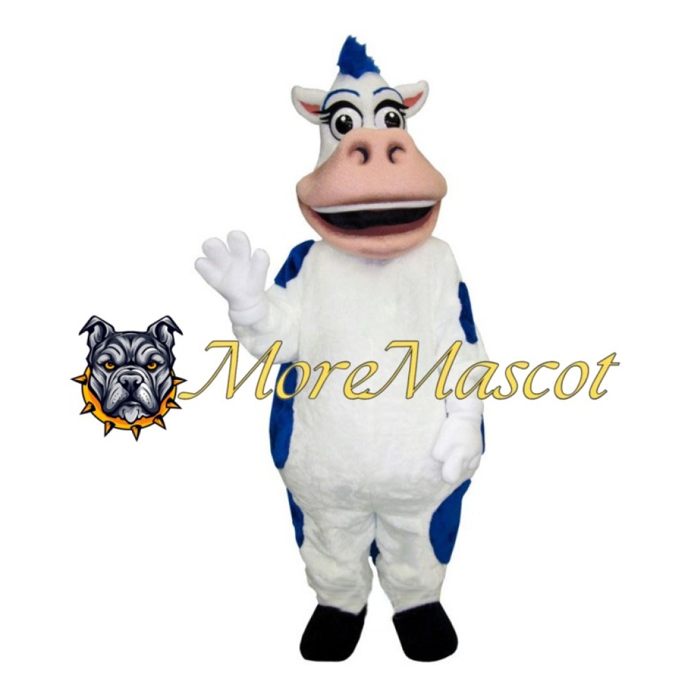 Blue & White Cow Mascot Costume