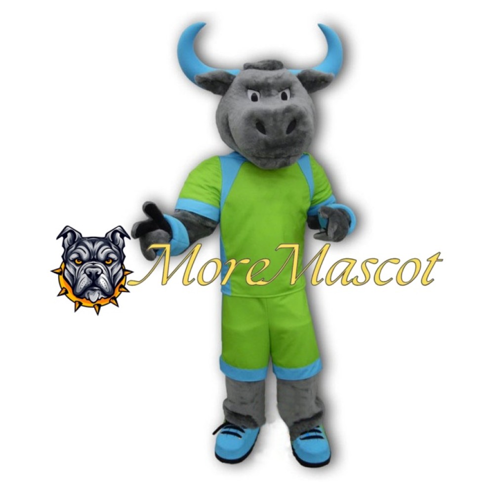 Sports Gray Bull Mascot Costume