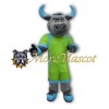 Sports Gray Bull Mascot Costume