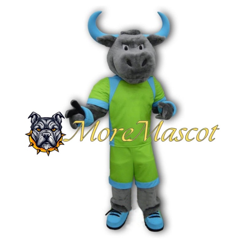 Sports Gray Bull Mascot Costume